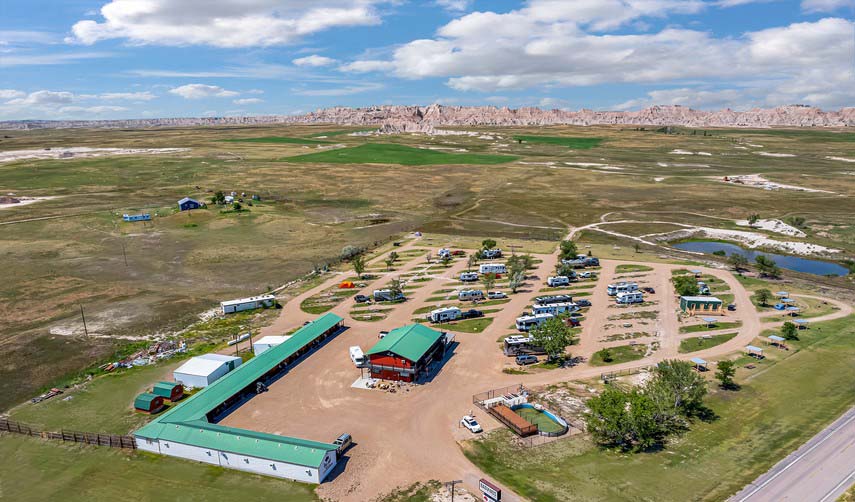 badlands hotel and campground aerial